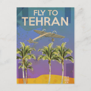 Mit dem Flugzeug nach Teheran Vintage-Reiseposter Postkarte