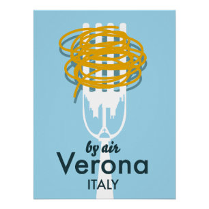 Mit dem Flugzeug nach Verona Italien Retro-Reisepl Poster