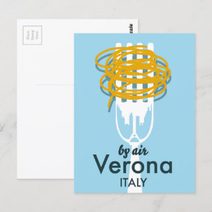 Mit dem Flugzeug nach Verona Italien Retro-Reisepo Postkarte