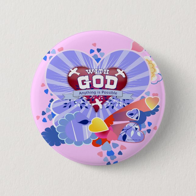 Mit dem Herzen Gottes Button (Vorderseite)