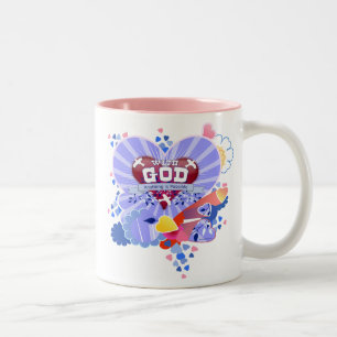 Mit dem Herzen Gottes Zweifarbige Tasse
