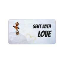 Mit dem Lieferetikett für die Liebe versandt