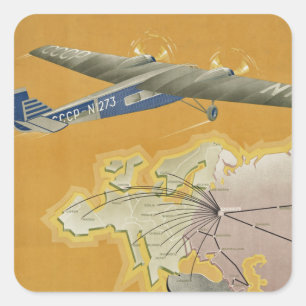 Mit dem Luftverkehr in die UdSSR Quadratischer Aufkleber