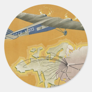 Mit dem Luftverkehr in die UdSSR Runder Aufkleber