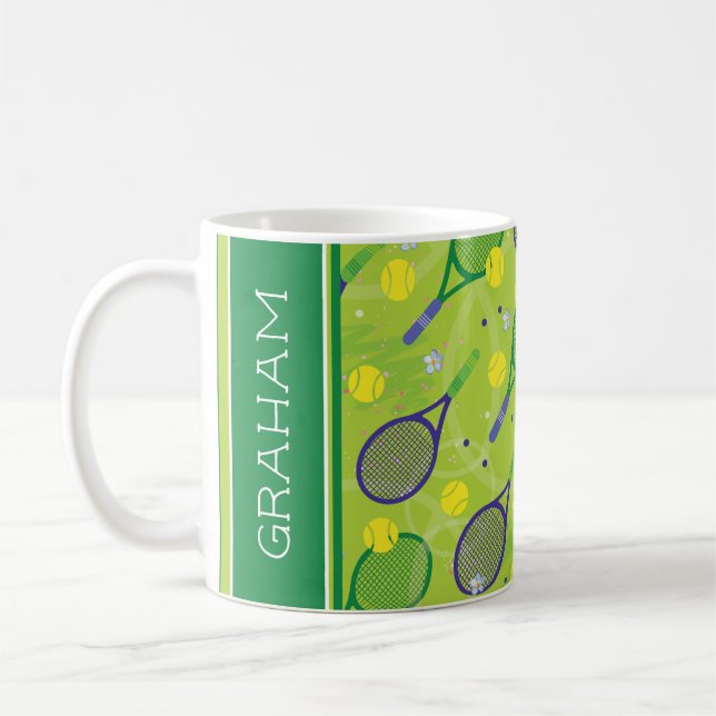 Mit dem Namen Green & lila Tennisschläger Kaffee T Kaffeetasse (Links)
