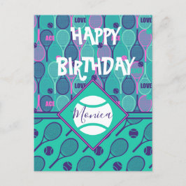 Mit dem Namen Mini und lila Tennis Geburtstag Post Postkarte