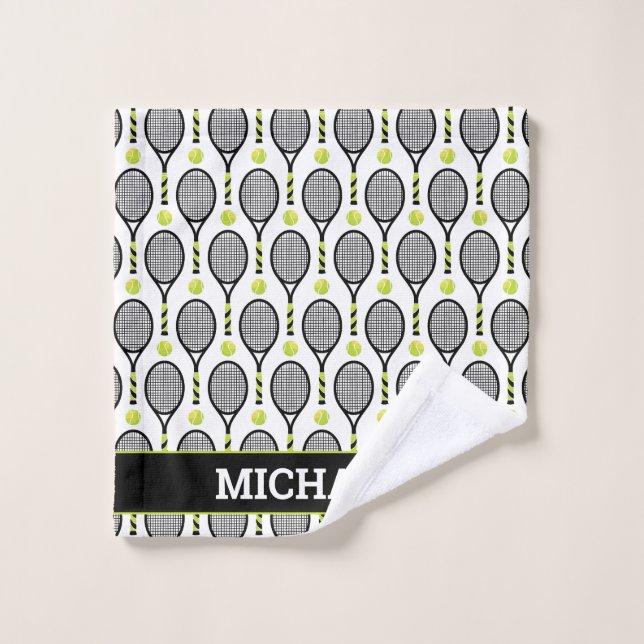 Mit dem Namen 🎾 schwarz, grün, weiß, Tennis 🎾 Waschlappen (Waschlappen)