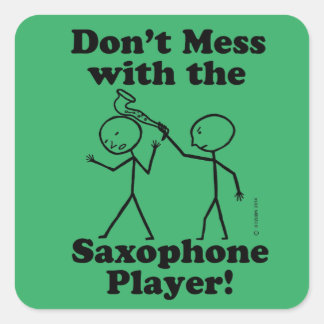 Mit dem Saxophone Player Square Sticke darf man si Quadratischer Aufkleber