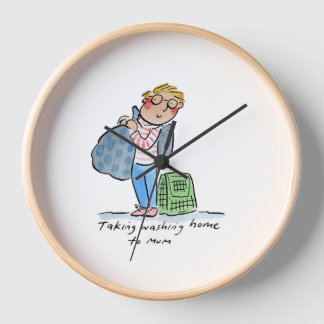 Mit dem Waschen von Zuhause zu Mama Uhr