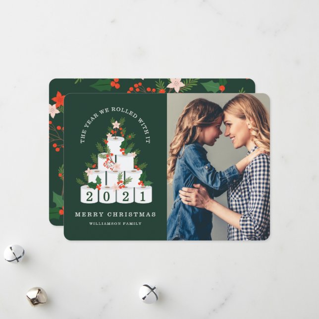 Mit dem Weihnachtstoilettenpapier Foto gerollt Feiertagskarte (Vorderseite/Rückseite Beispiel)