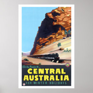 Mit dem Zug bis Central Australia Vintage Poster