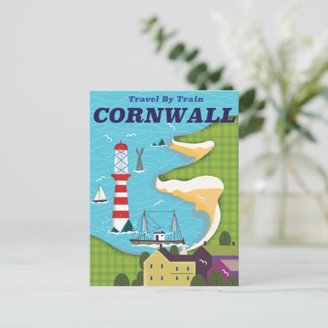 Mit dem Zug nach Cornwall Postkarte (Stehend Vorderseite)