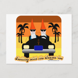 Mit den Gnom-Ies rollen Postkarte