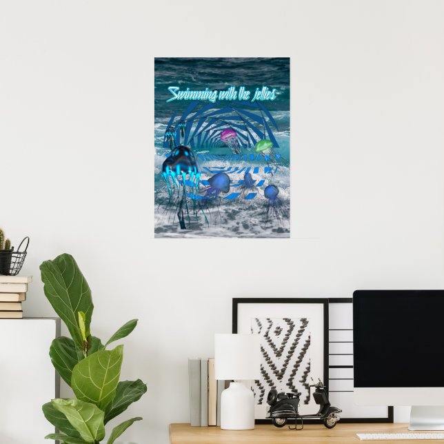 Mit den Quallen schwimmen Poster (Heimbüro)