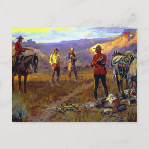 "Mit den Waren gefangen" von Charles M Russell Postkarte