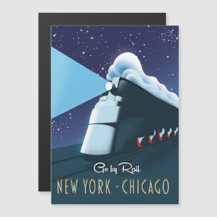 "Mit der Bahn" New York - Chicago Magnetkarte