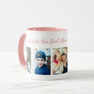 Mit der besten Mutter gesegnet 5-Foto-Collage Rosa Tasse