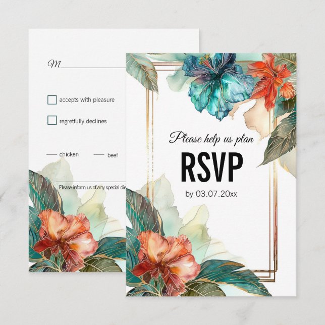 Mit der Diätauswahl Hibiskus Serenade Paradies RSVP Karte (Vorne/Hinten)