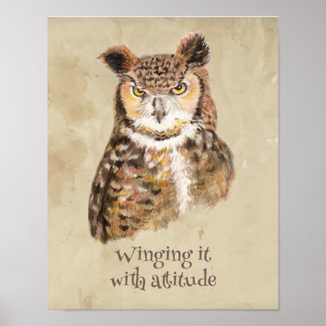 Mit der Einstellung Owl Sassy Attitude Print Poster (Vorne)