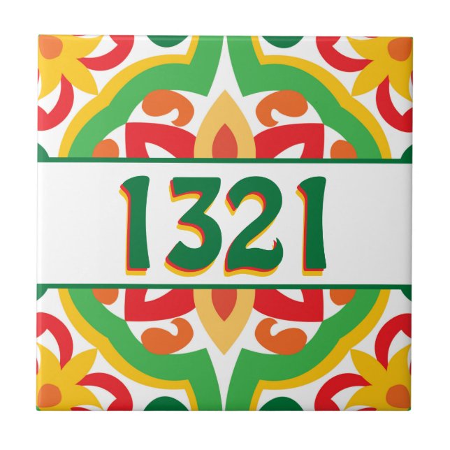 mit der Hausnummer Azulejos, dekorative Muster, Fliese (Vorderseite)
