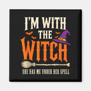 Mit der Hexe Lustiges Halloween-Paar Hexenhaft Magnet