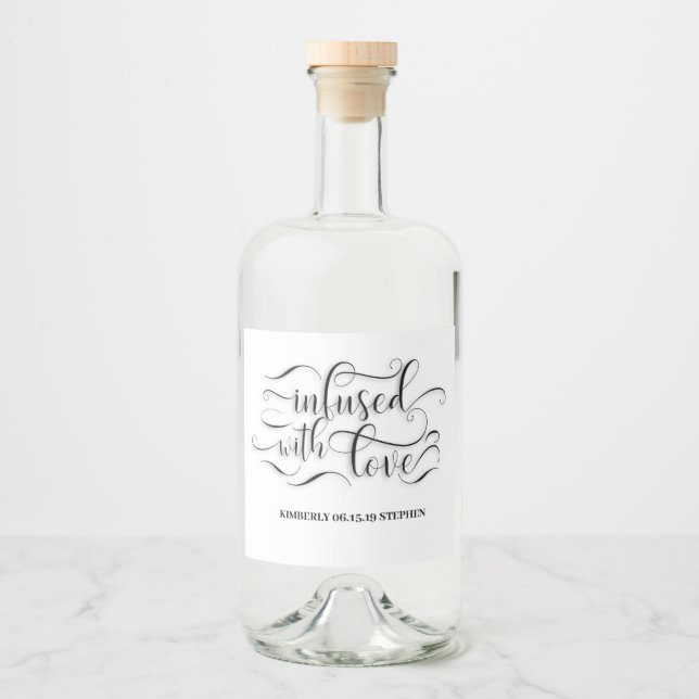 Mit der Liebe selbst gepresste Hochzeit Alkoholflaschenetikett (Vorderseite)