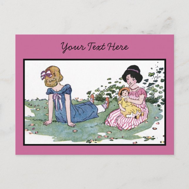 Mit der Puppe spielen Postkarte (Vorderseite)