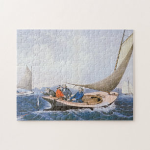 Mit der Schleppangel fischen für blaues Fsh vor Puzzle