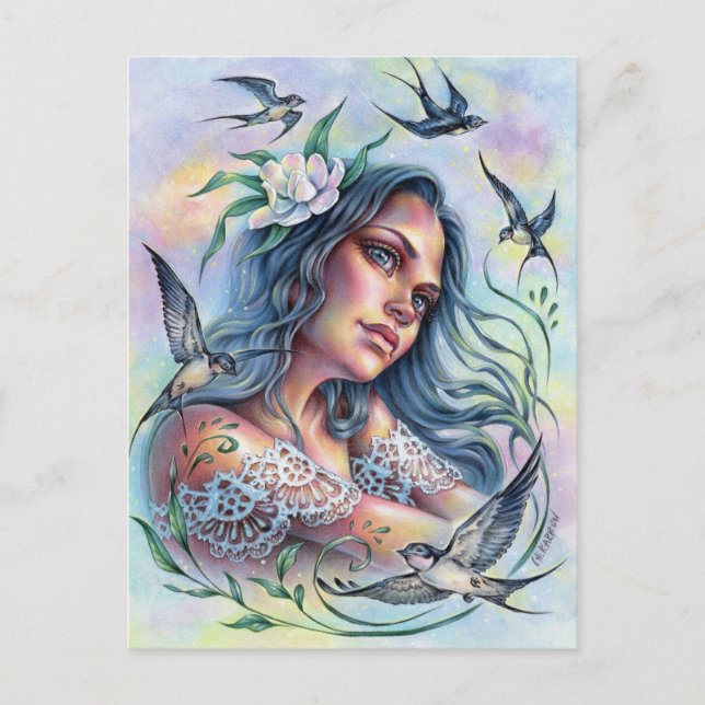 Mit der Swallows Postcard Summer Jood Birds versch Postkarte (Vorderseite)