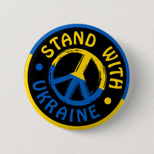 Mit der Ukraine stehen, das ukrainische Friedensze Button
