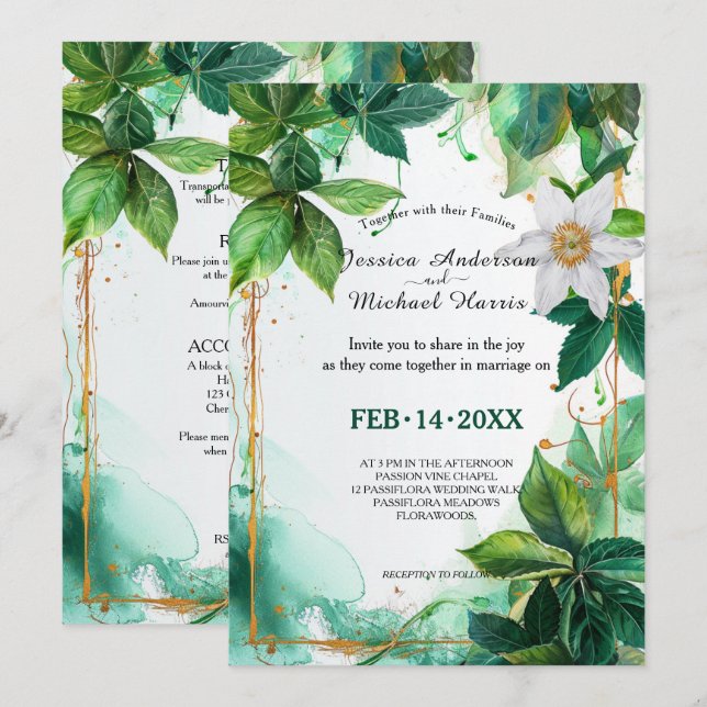 Mit DETAILS Passiflora Ruhe Einladung (Vorne/Hinten)