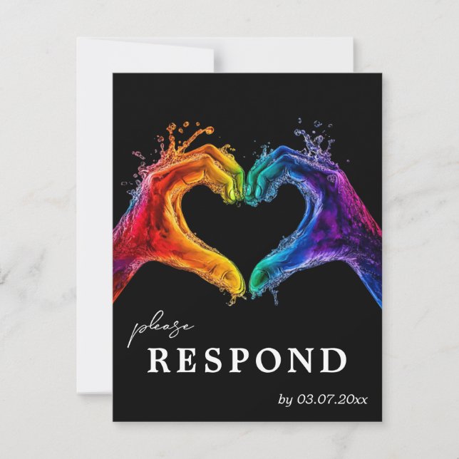 🌈 ❤️ mit diätetischer Auswahl Herz des Stolz Hoch RSVP Karte (Vorderseite)