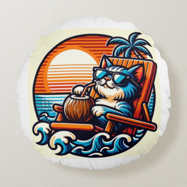 Mit diesem gemütlichen Katzenkissen erweitern Sie  Rundes Kissen (Vorderseite)