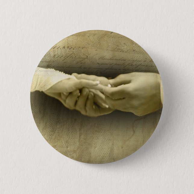 Mit diesem Ring romantische Vintage Button (Vorderseite)