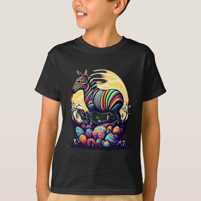 Mit diesem wird das Ostern-Zebra Egg Cited T-Shirt (Vorderseite)