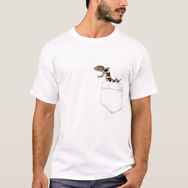 Mit einem Band versehener Gecko in Ihrer Tasche T-Shirt (Vorderseite)