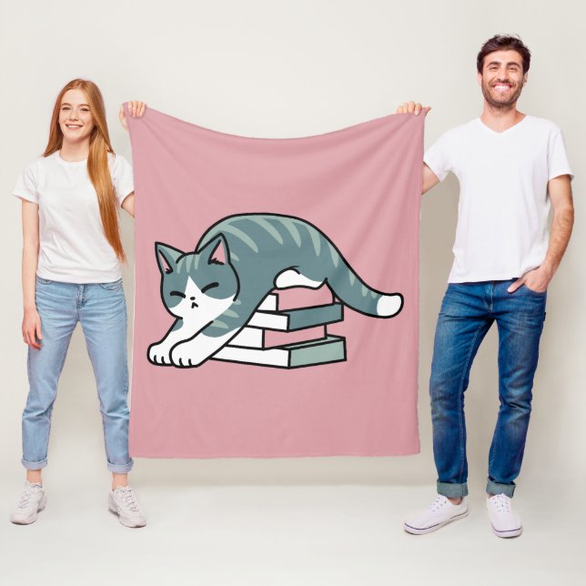 Mit einem Buch und einer Katze aufgerollt - Gemütl Fleecedecke (Beispiel)