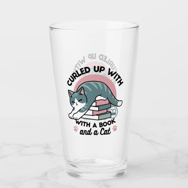 Mit einem Buch und einer Katze aufgerollt - Gemütl Glas (Vorderseite)