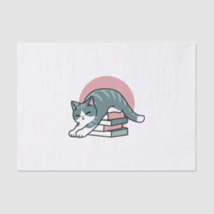 Mit einem Buch und einer Katze aufgerollt - Gemütl Seidenpapier