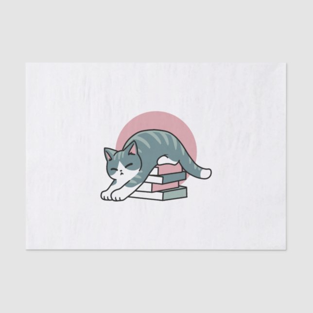 Mit einem Buch und einer Katze aufgerollt - Gemütl Seidenpapier (Vorderseite)