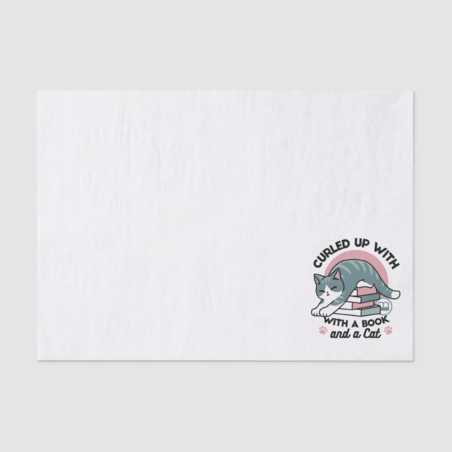 Mit einem Buch und einer Katze aufgerollt - Gemütl Seidenpapier (Vorderseite)