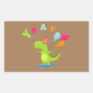 Mit einem Dino-Mite Party in den Spaß schwingen! Rechteckiger Aufkleber