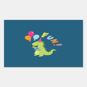 Mit einem Dino-Mite Party in den Spaß schwingen! Rechteckiger Aufkleber