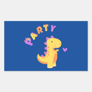Mit einem Dino-Mite Party in den Spaß schwingen! Rechteckiger Aufkleber