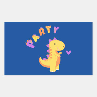 Mit einem Dino-Mite Party in den Spaß schwingen! Rechteckiger Aufkleber