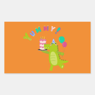 Mit einem Dino-Mite Party in den Spaß schwingen! Rechteckiger Aufkleber