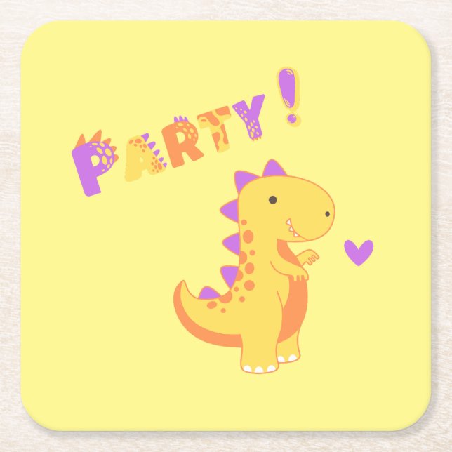 Mit einem Dino-Mite Party in den Spaß schwingen! Rechteckiger Pappuntersetzer (Vorderseite)