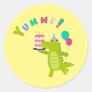 Mit einem Dino-Mite Party in den Spaß schwingen! Runder Aufkleber