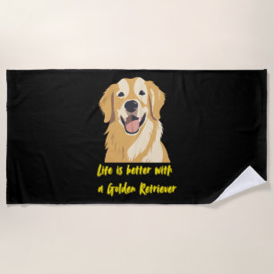Mit einem Golden Retriever ist das Leben besser - Strandtuch
