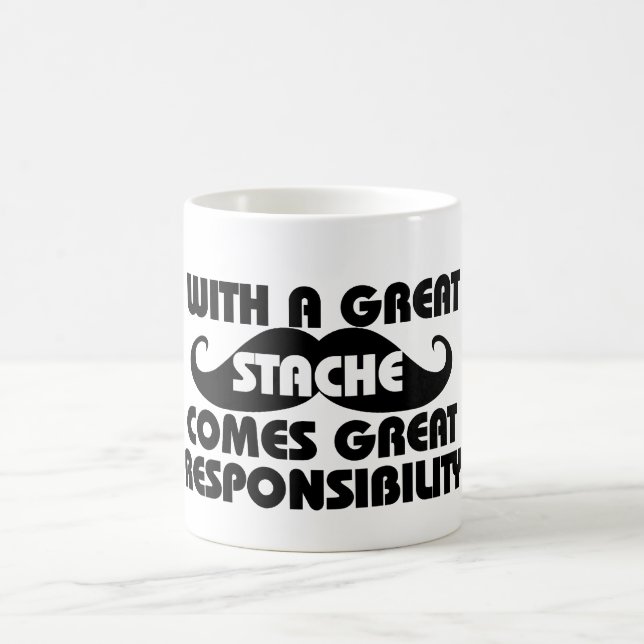 Mit einem großen Stache kommt große Verantwortung Kaffeetasse (Mittel)